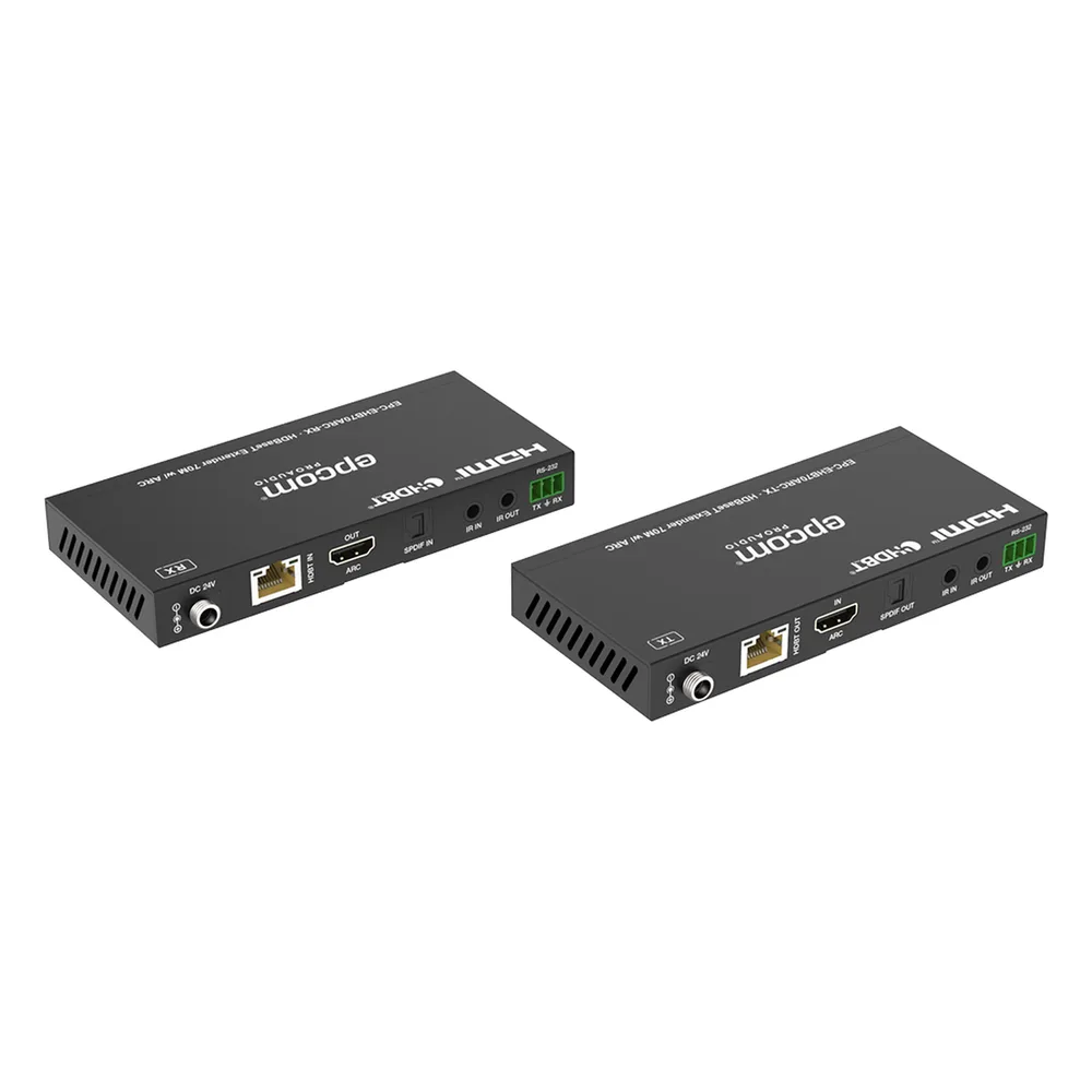 Kit Extensor HDMI | HDBaseT | 70m en 4K@60Hz | Cat5e/6 | Gestión Avanzada EDID | Soporta ARC | Control IR Bidireccional | RS232 | PoC – vista 2
