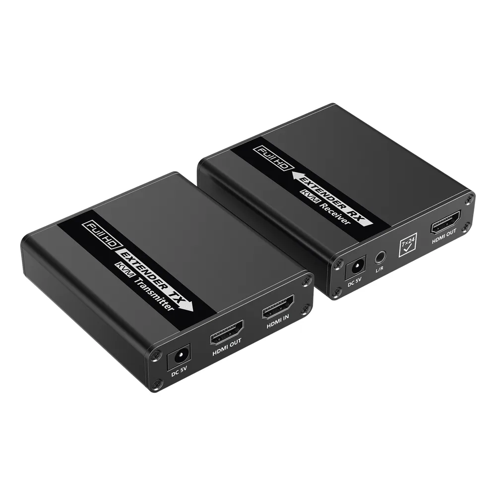 Kit extensor KVM (HDMI y USB) | 40m a 4k@30Hz  | 70m a 1080P@60Hz | Cat 6, 6a y 7 | CERO LATENCIA | HDR | Salida Loop | Salida de audio de 3.5mm | – vista 3