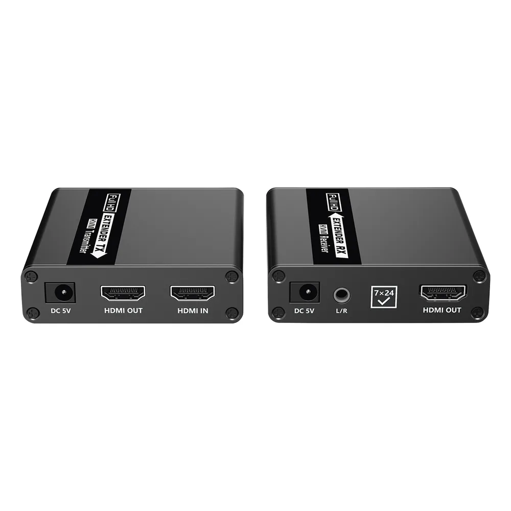 Kit extensor KVM (HDMI y USB) | 40m a 4k@30Hz  | 70m a 1080P@60Hz | Cat 6, 6a y 7 | CERO LATENCIA | HDR | Salida Loop | Salida de audio de 3.5mm | – vista 4