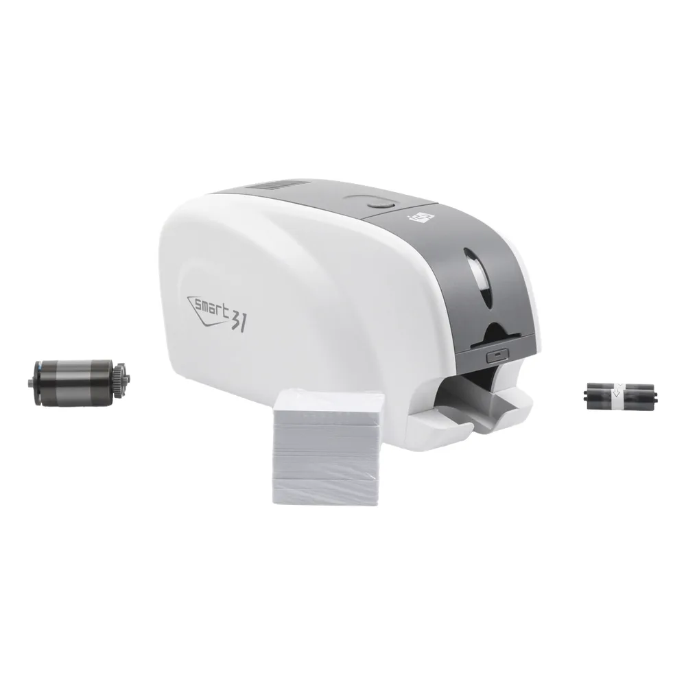 Kit Impresora de tarjetas PVC/ Una Cara /incluye: 2 x Ribbons, 100 Tarjetas PVC, Software, Kit Limpieza, Garantia 3 Años, Mascara de Seguridad UV – vista 3