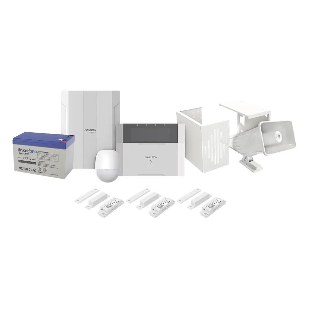 KIT Panel de Alarma AX HYBRID PRO / 1 Panel Híbrido / 1 Monitor LCD / 2 PIR / 3 Contactos Magnéticos / 1 Sirena / 1 Gabinete para Sirena / 1 Batería 12 vcc 7 Amp