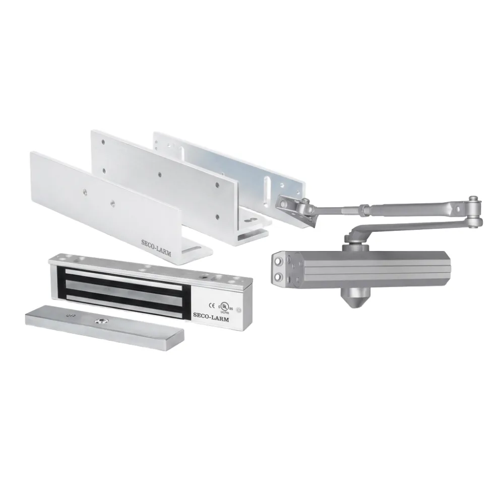 Kit para Control de Acceso Incluye Chapa Magnética de 600 Lbs / Montajes L y Z / Cierra puerta para 150 Kg / Certificación UL