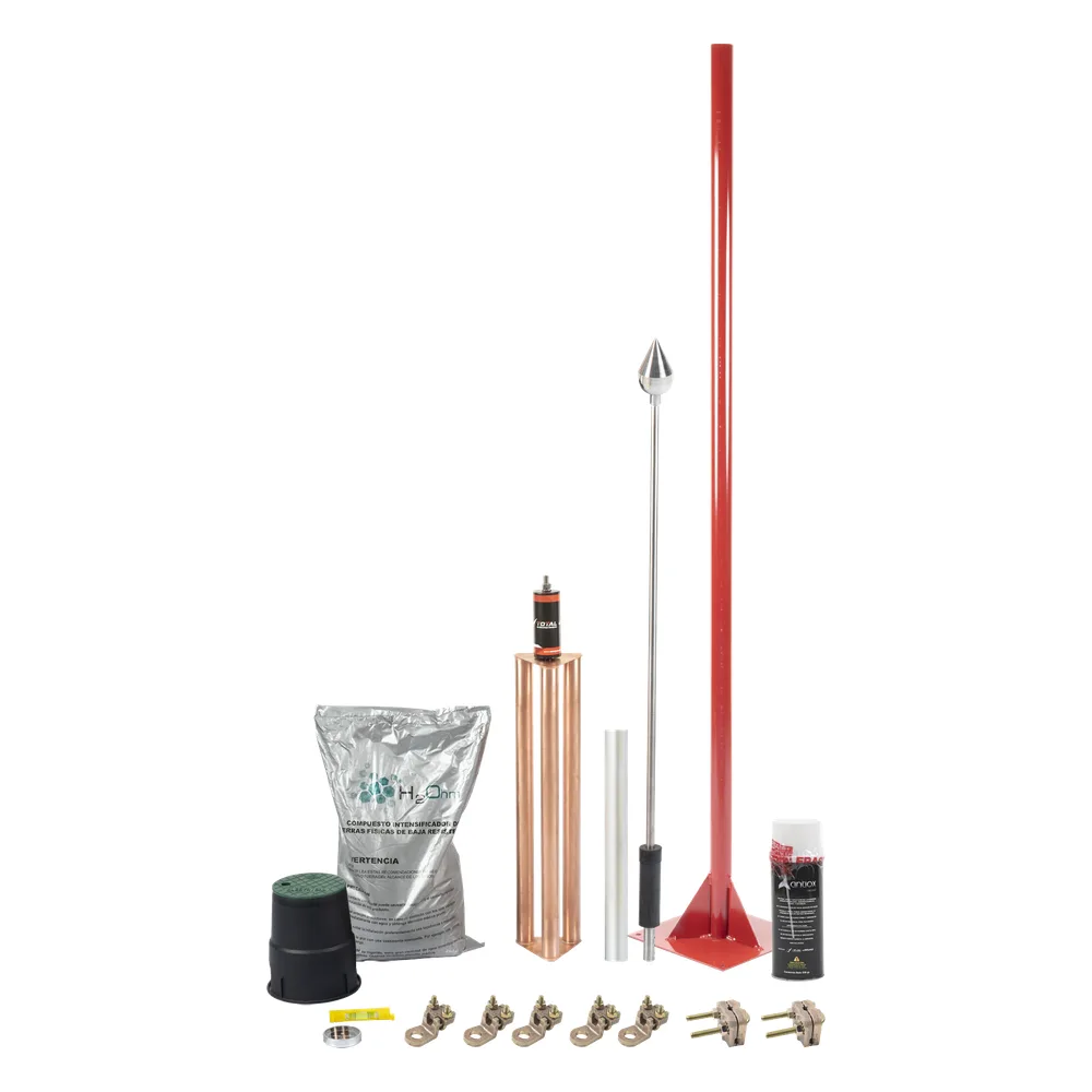 Kit Pararrayo con Punta en Aluminio con Accesorios para Protección de Diámetro de 160 m.