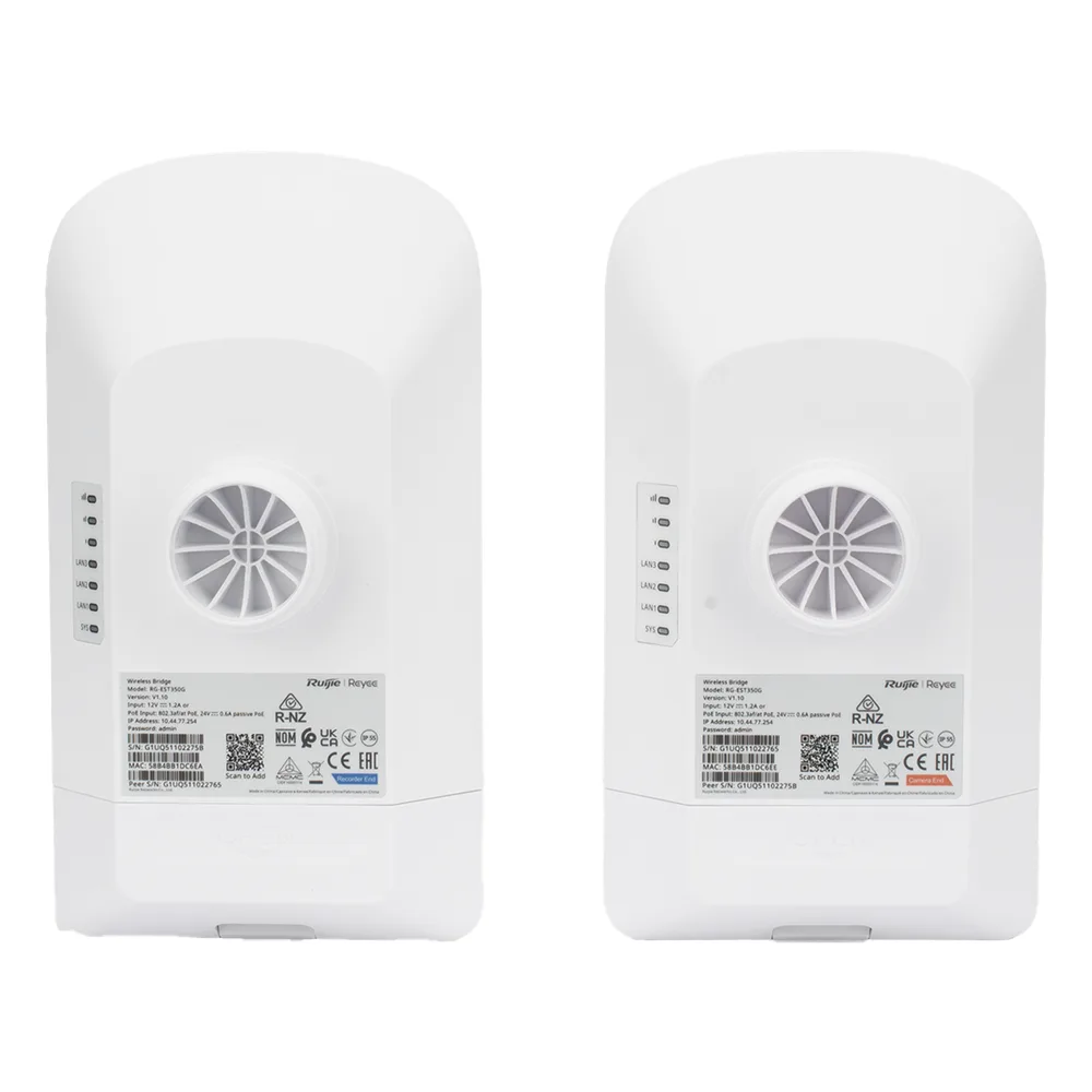 Kit Punto a Punto Ruijie RG-EST350G / Wi-Fi 5 (802.11ac Wave2) 867 Mbps / Antena 16 dBi MIMO 2x2 MU-MIMO / 3 Puertos Gigabit / Alcance 5 km (16,404 ft) / IP55 / Administración Cloud – vista 3