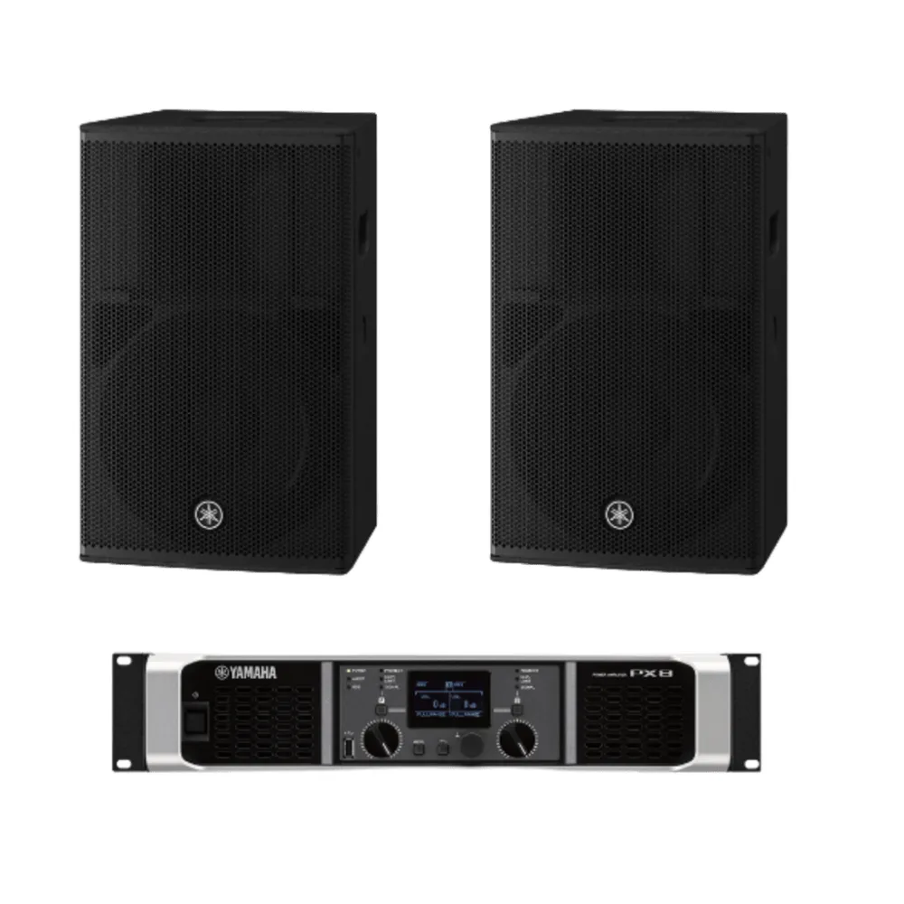 Kit Refuerzo Sonoro | Incluye 2 Bocinas CHR12 y 1 Amplificador PX8 | Ideal para Aplicaciones de Música en Primer Plano