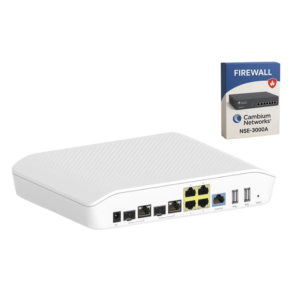 Kit Router/Firewall con licencia incluida NSE-SUB-3000-1 / función SD-WAN NSE3000 / 2 puertos WAN Gigabit + 2 SFP combo / 4 puertos LAN Gigabit / Gestión Unificada de Amenazadas / Administración desde la Nube / Hasta 1,000 dispositivo