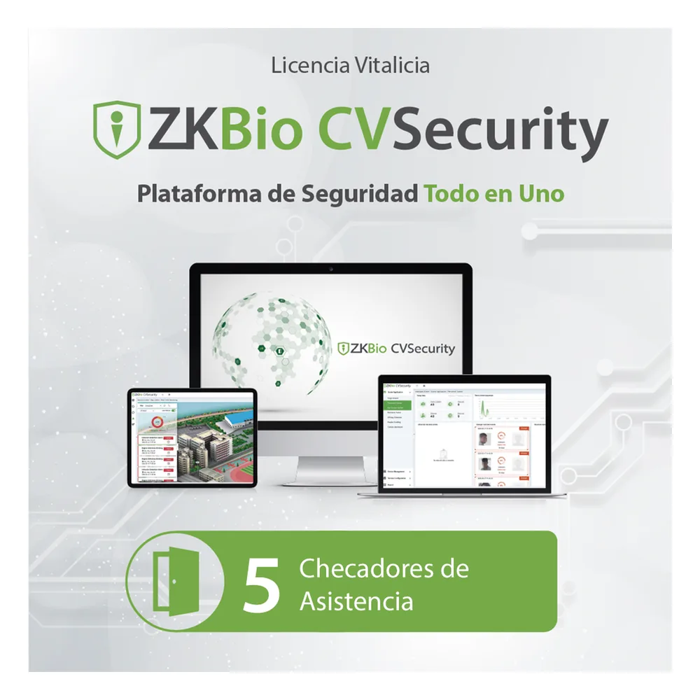 Licencia para ZKBio CVsecurity permite gestionar hasta 5 dispositivos para tiempo y asistencia