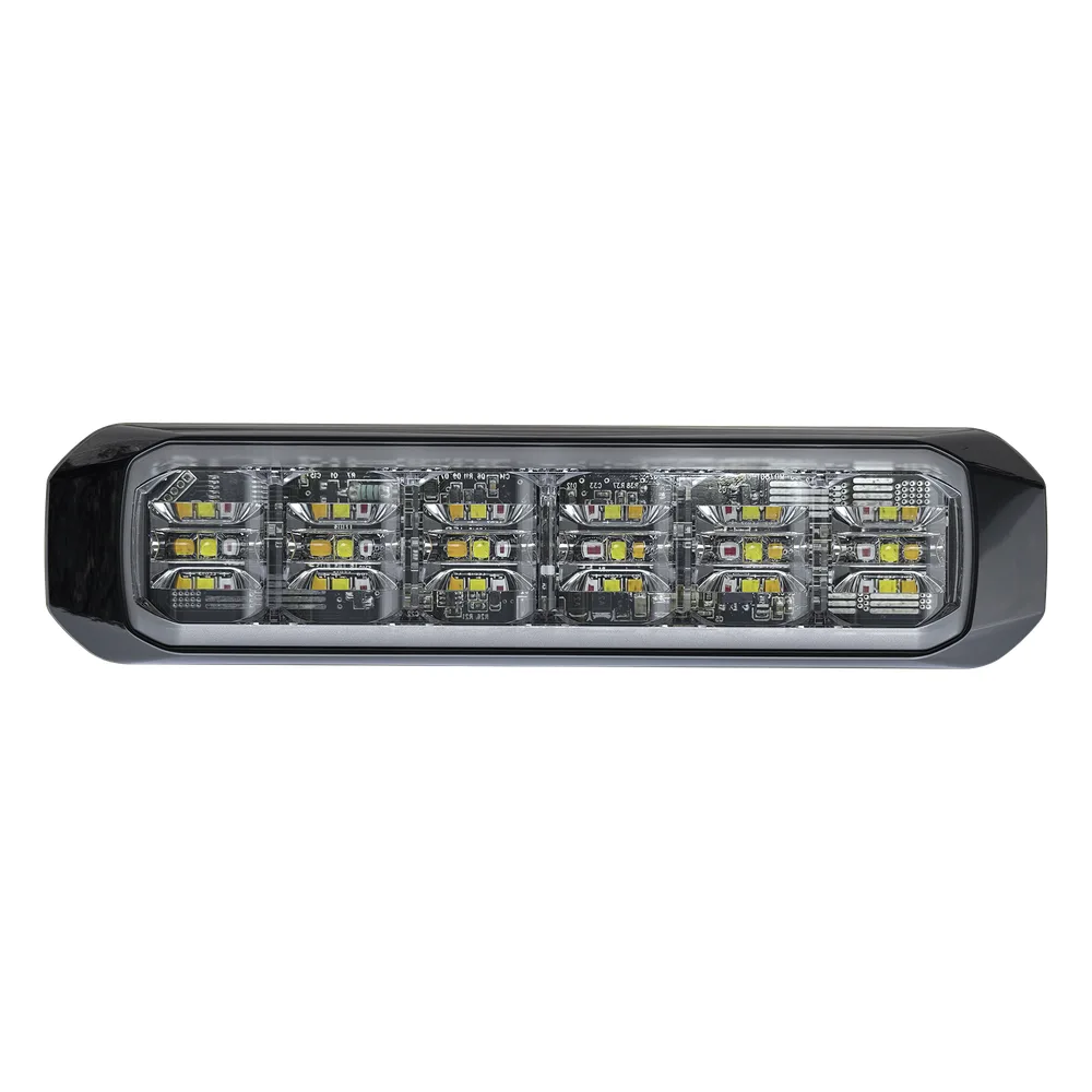 Luz Auxiliar de 18 LED, Tricolor, Rojo/Blanco/Ambar, Lente Transparente, Bisel Negro, SAE – vista 2