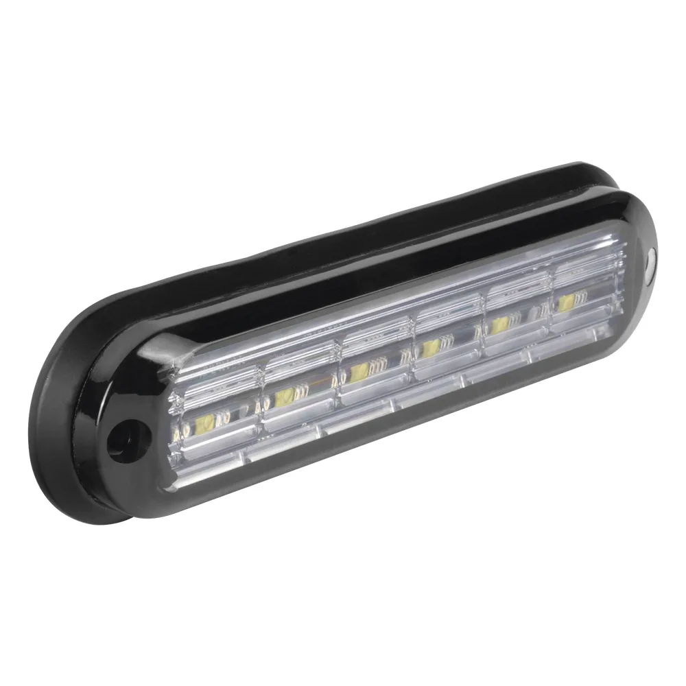 Luz Auxiliar Ultra Brillante  IP67 de 6 LEDs, Color Ambar/Claro, con mica transparente y bisel negro – vista 3