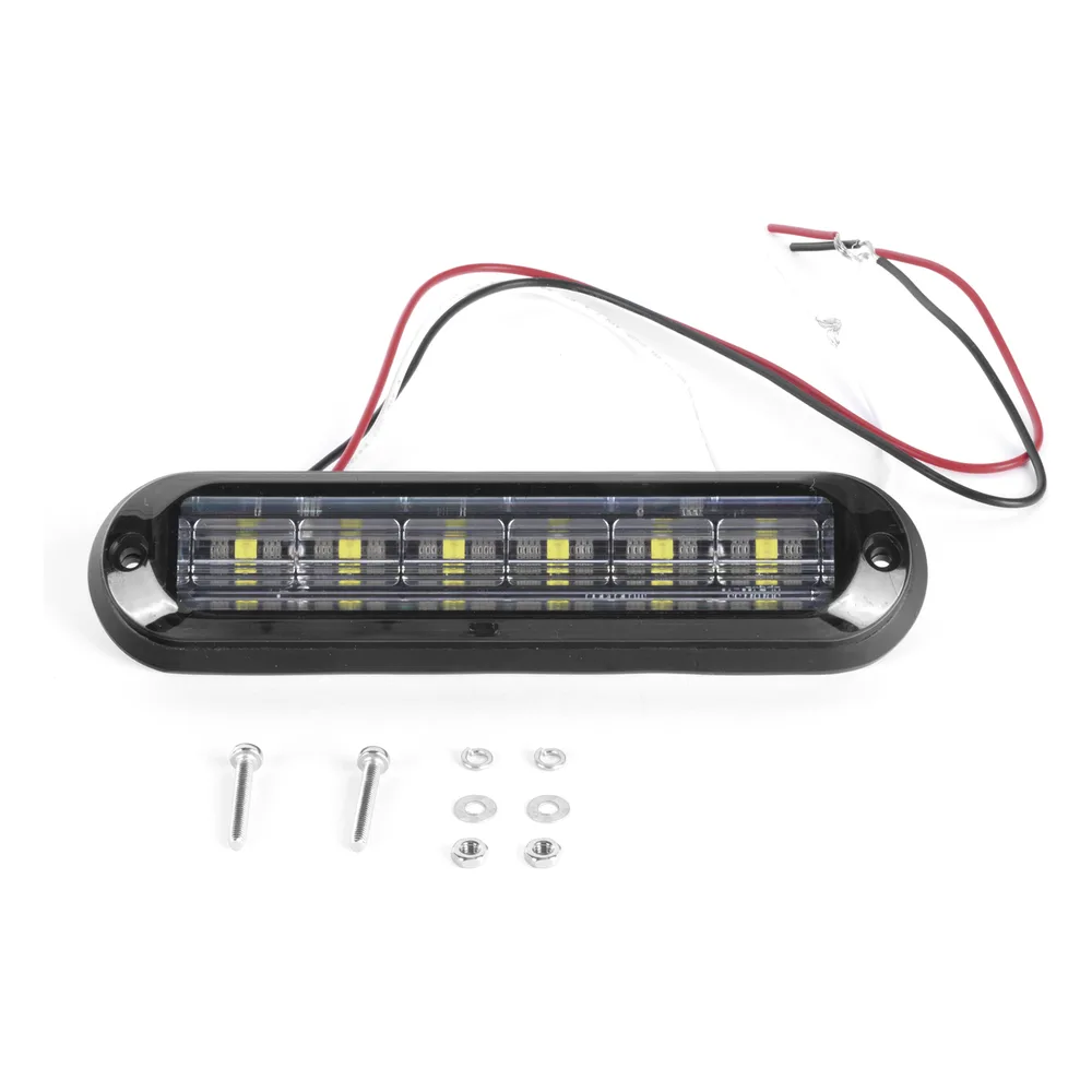 Luz Auxiliar Ultra Brillante  IP67 de 6 LEDs, Color Rojo/Claro, con mica transparente y bisel negro – vista 5
