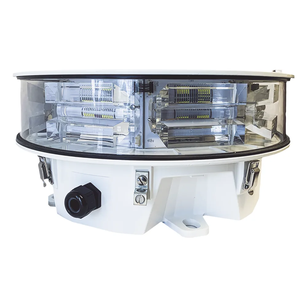 Luz de Obstáculo Media Intensidad FAA LONESTAR / Tipo L864-L865 / 20.000 cd Blanco - 2.000 cd Rojo / 360° Cobertura Horizontal / Infrarrojo 246 mW/sr / Sincronización GPS Opcional / Garantía 5 Años