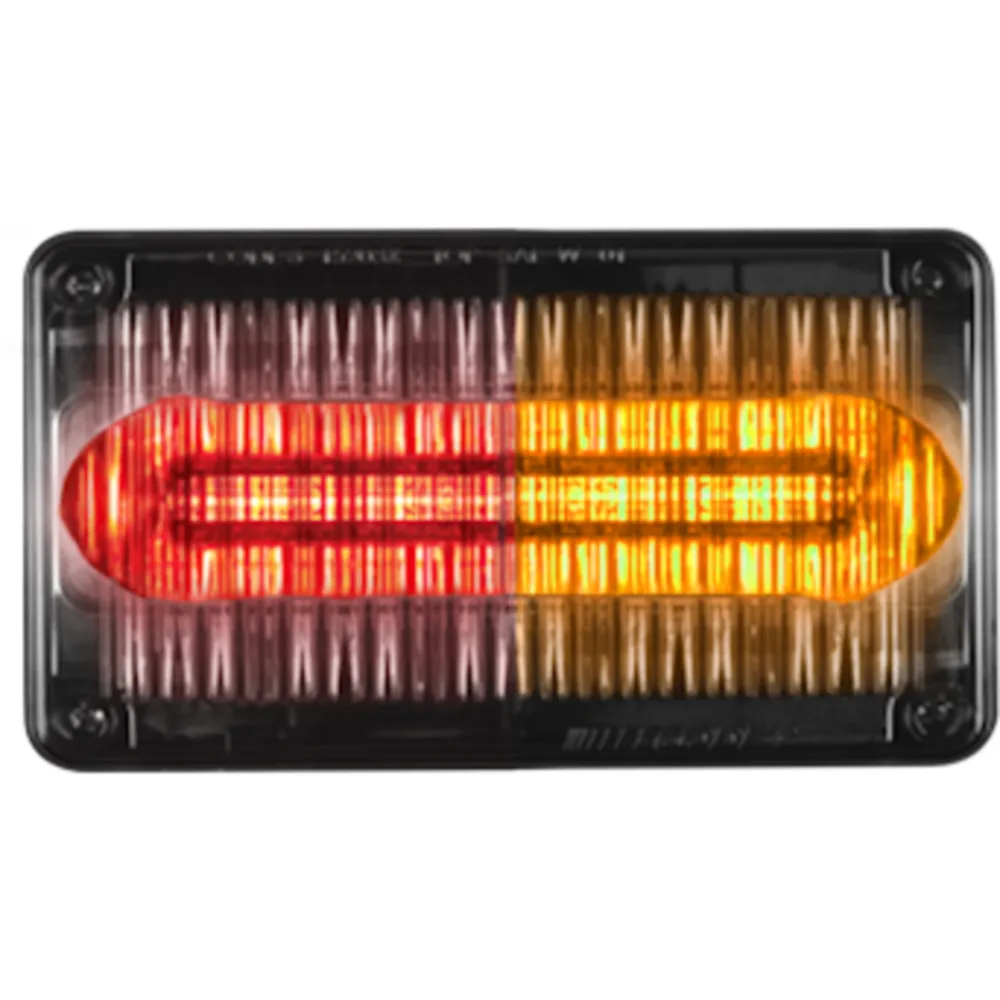 Luz Perimetral de 22 LED, 6 X 8.4 Pulgadas, Rojo/Ambar, Lente Transparente