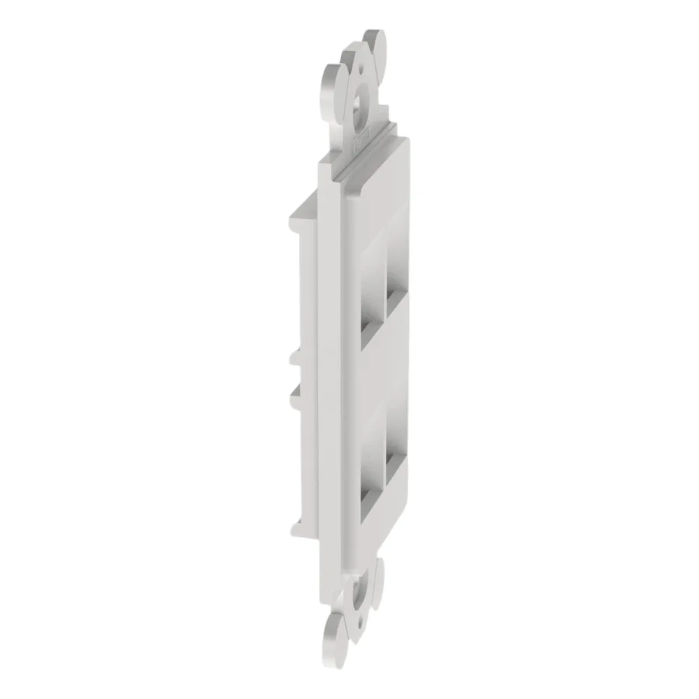 Marco de Módulo Dúplex, Para Placas Frontales Estándar GFCI, Acepta 4 Módulos Keystone, Color Blanco – vista 3