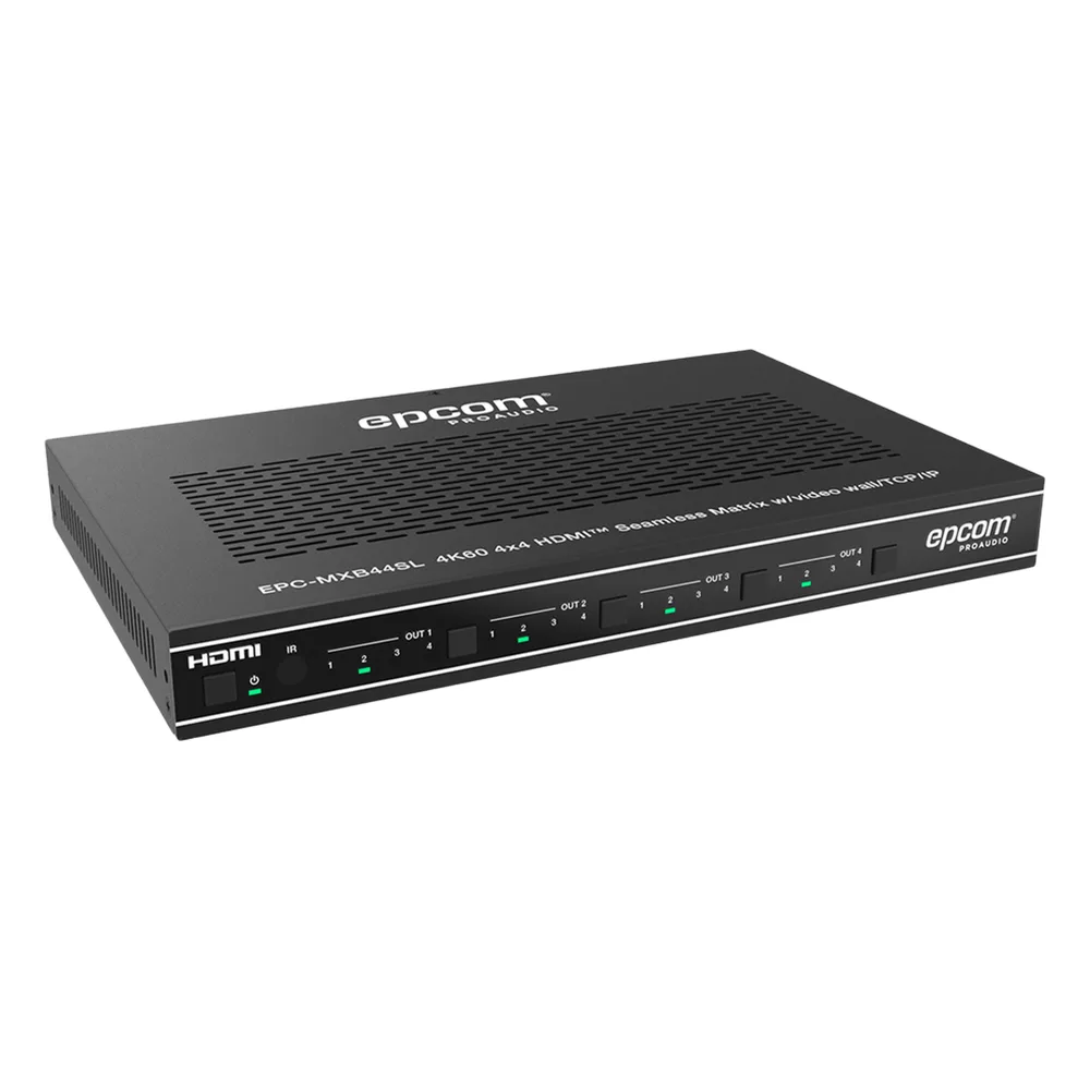 Matriz HDMI 4×4 | Video Wall | Seamless Switch | 10 Modos de Visualización |  4K@60Hz 4:4:4 | HDMI 2.0b y HDCP 2.2 | Control vía Web, IR, RS-232 y TCP/IP