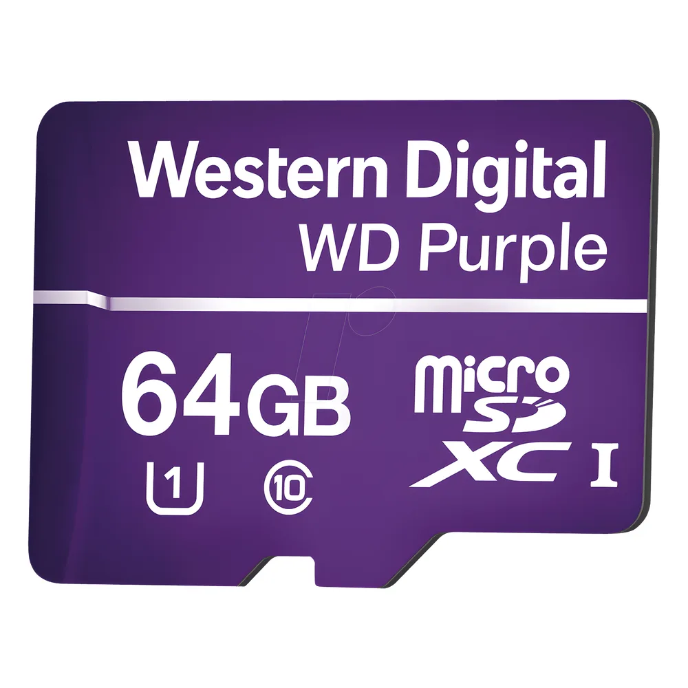 Memoria microSD de 64GB PURPLE, Especializada Para Videovigilancia, 10 VECES MAYOR DURACIÓN, 3 AÑOS DE GARANTIA