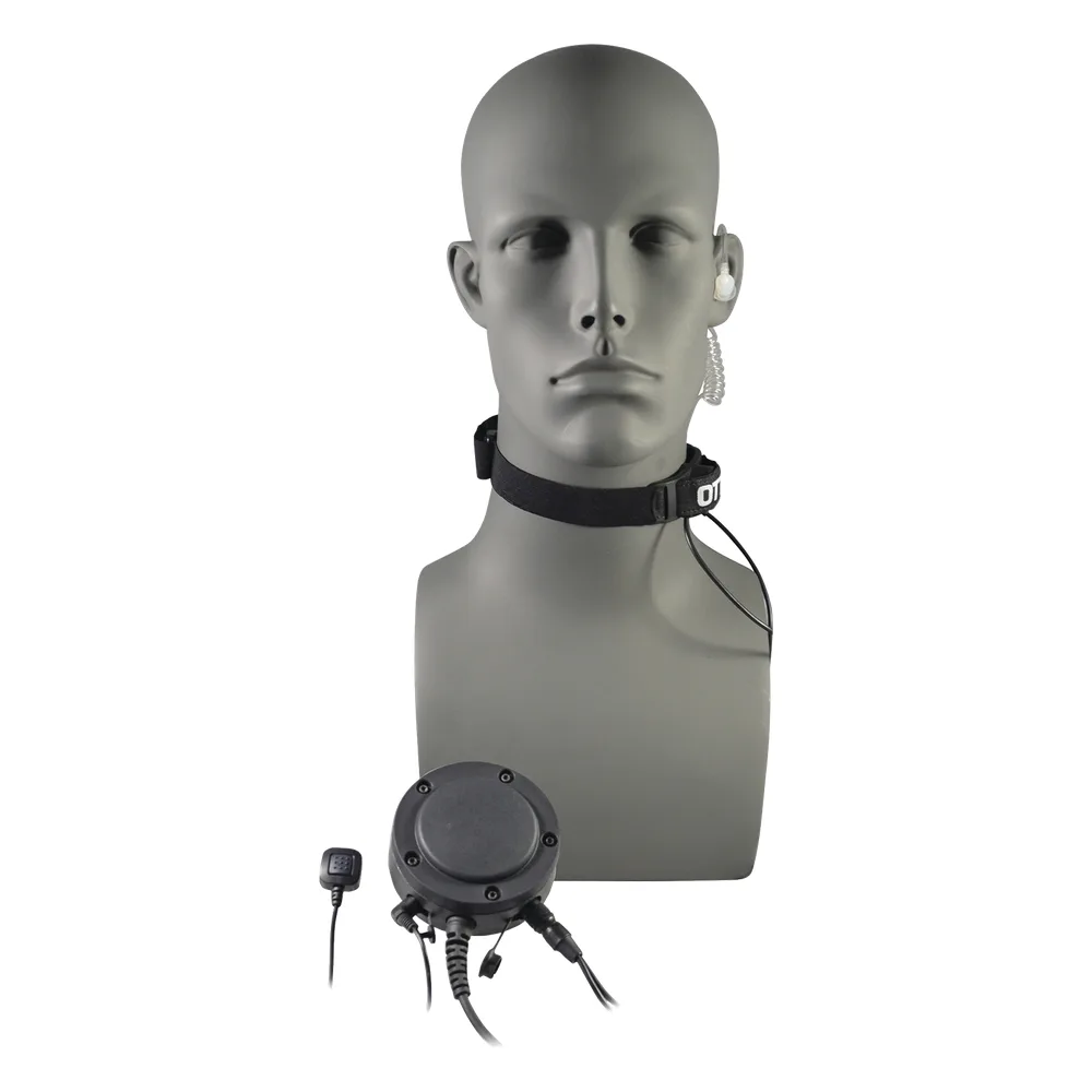 Micrófono de garganta de correa ajustable  con tubo acústico transparente,  con PTT grande con entrada para PTT de anillo  para radios Motorola GP300/ DEP450 Y HYTERA SERIES TC500/600/700, PD506