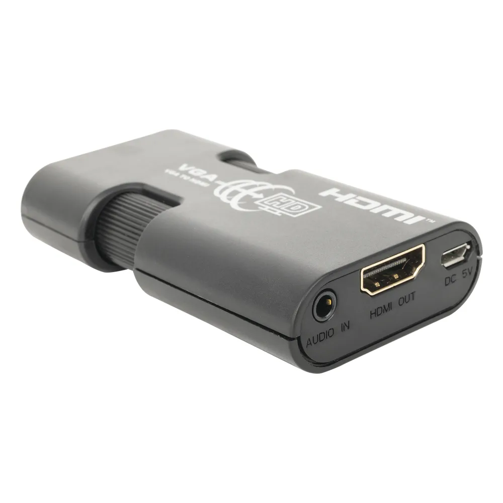 MINI Adaptador de VGA a HDMI /  Resolución 1920x1080 @ 60Hz / Jack de audio de 3.5mm / Soporta alimentacion  por Micro USB – vista 3
