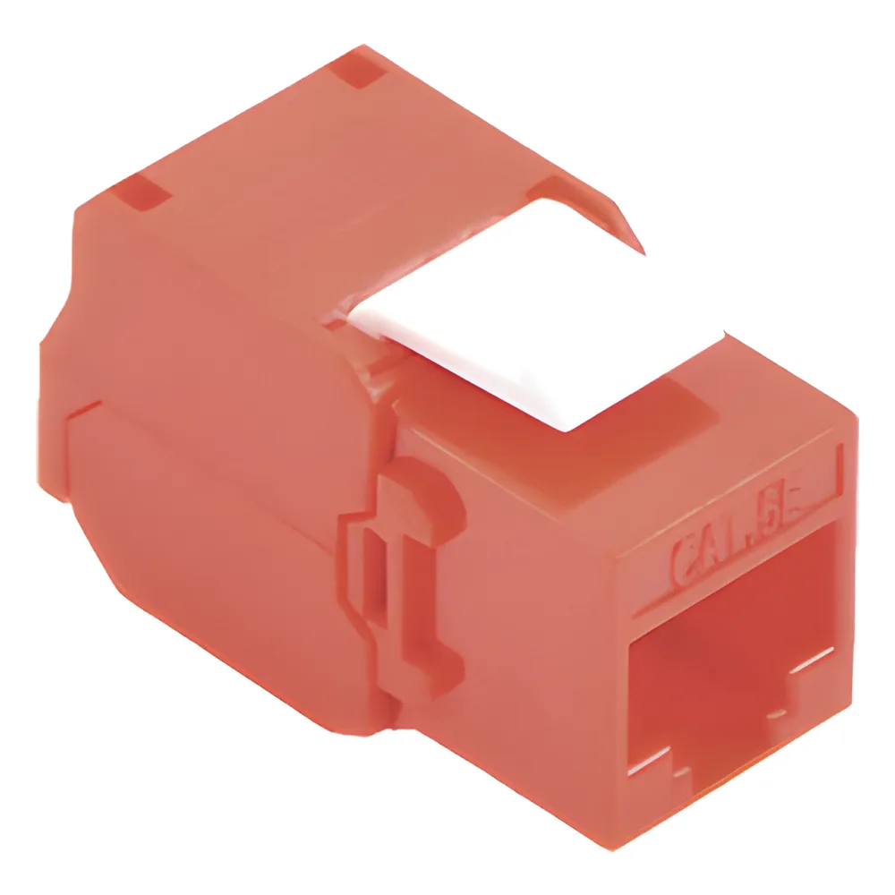Módulo Jack Keystone Cat5e (Toolless), con Terminación en Ángulo 180 - Color Rojo, Compatible con Faceplate y Patchpanel Linkedpro