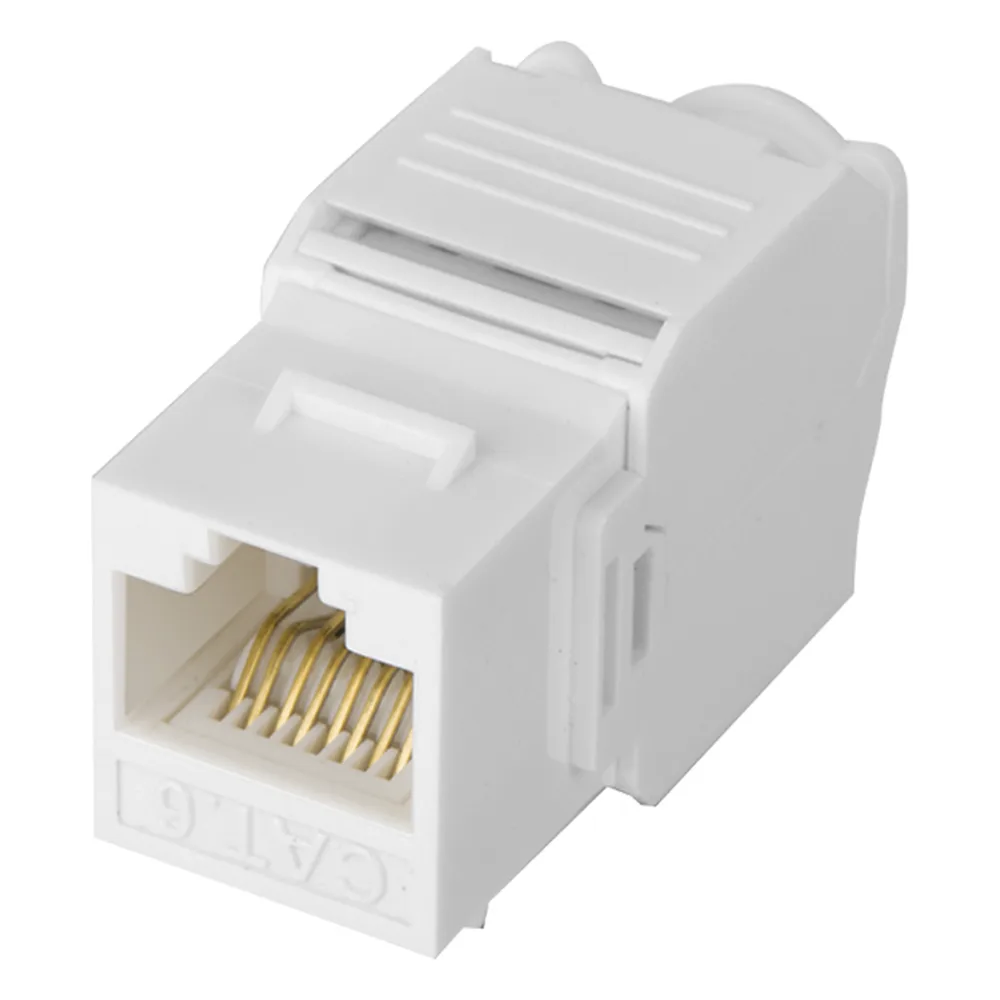Módulo Jack Keystone Cat6 (Toolless), con Terminación en Ángulo 180 - Color Blanco, Compatible con Faceplate y Patchpanel Linkedpro – vista 2