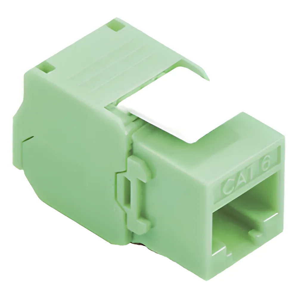 Módulo Jack Keystone Cat6 (Toolless), con Terminación en Ángulo 180 - Color Verde, Compatible con Faceplate y Patchpanel Linkedpro