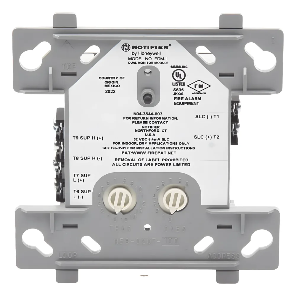 Módulo monitor dual direccionable con dos circuitos IDC Clase B independientes y direccionamiento consecutivo automático