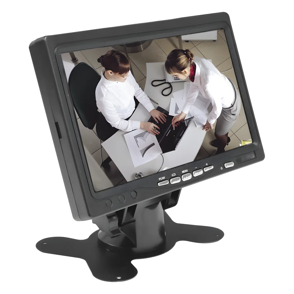 Monitor 7" TFT-LCD ideal para colocar en vehículos o DVR/NVR.  Entradas de video HDMI, VGA y RCA (CVBS)