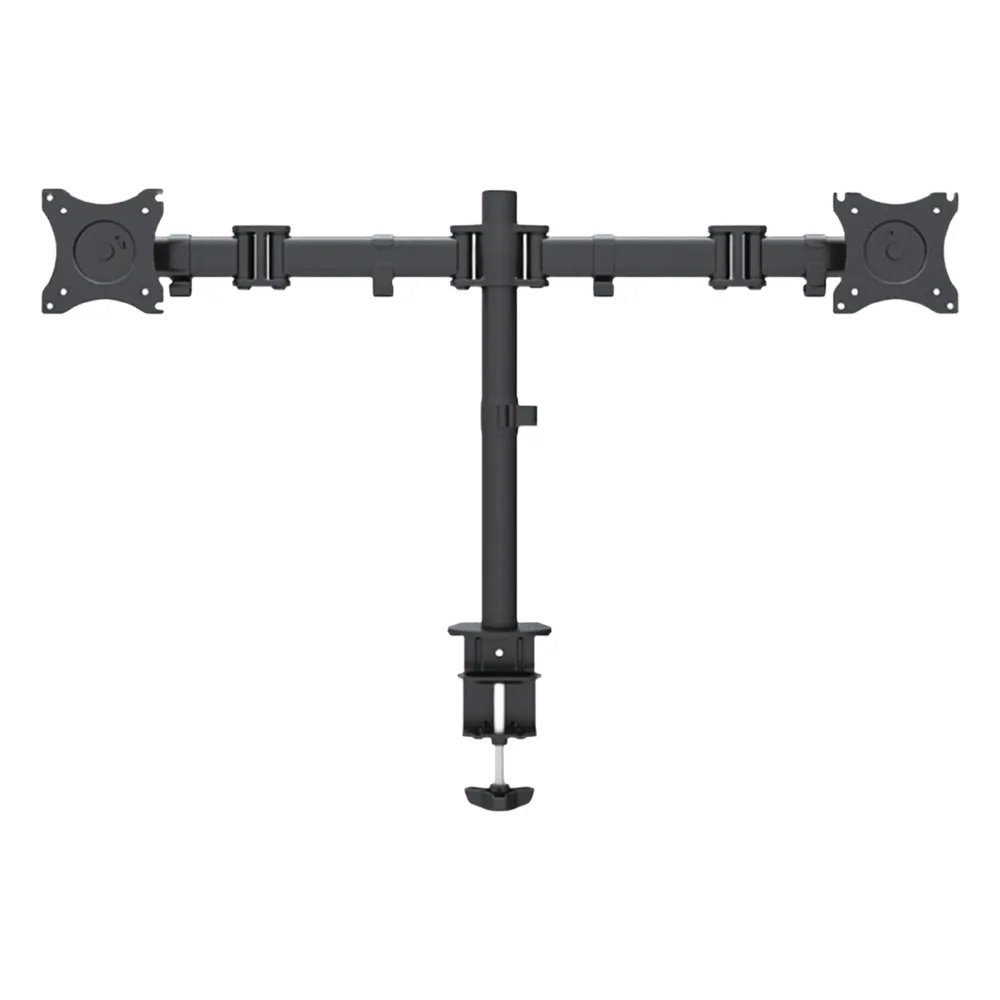 Montaje de Escritorio articulado para 2 monitores de 13 a 27" / Soporta hasta 10 kg / Vesa 75 x 75 / 100 x 100 / Acero / Giro: 360°