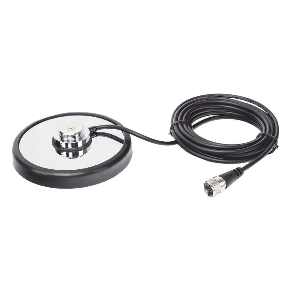 Montaje magnetico para antenas de 3/4" (Nmo), 5 m de cable RG-58A/U, conector UHF (PL-259) macho, diámetro de 5"