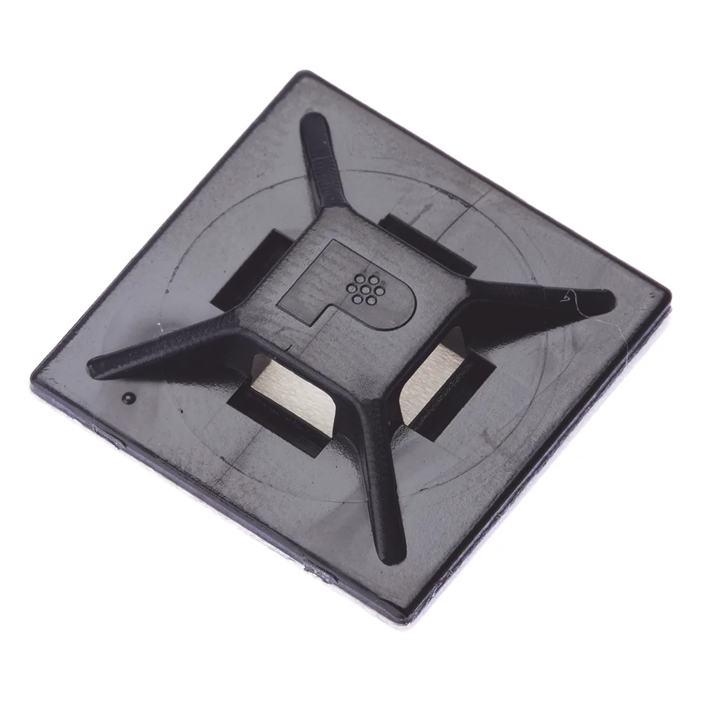 Montaje-Sujetador Para Cable de 4 vías, con Adhesivo Acrilico, 25.4 x 25.4mm (1in x 1in), Color Negro, Uso en Exterior, 1 pieza