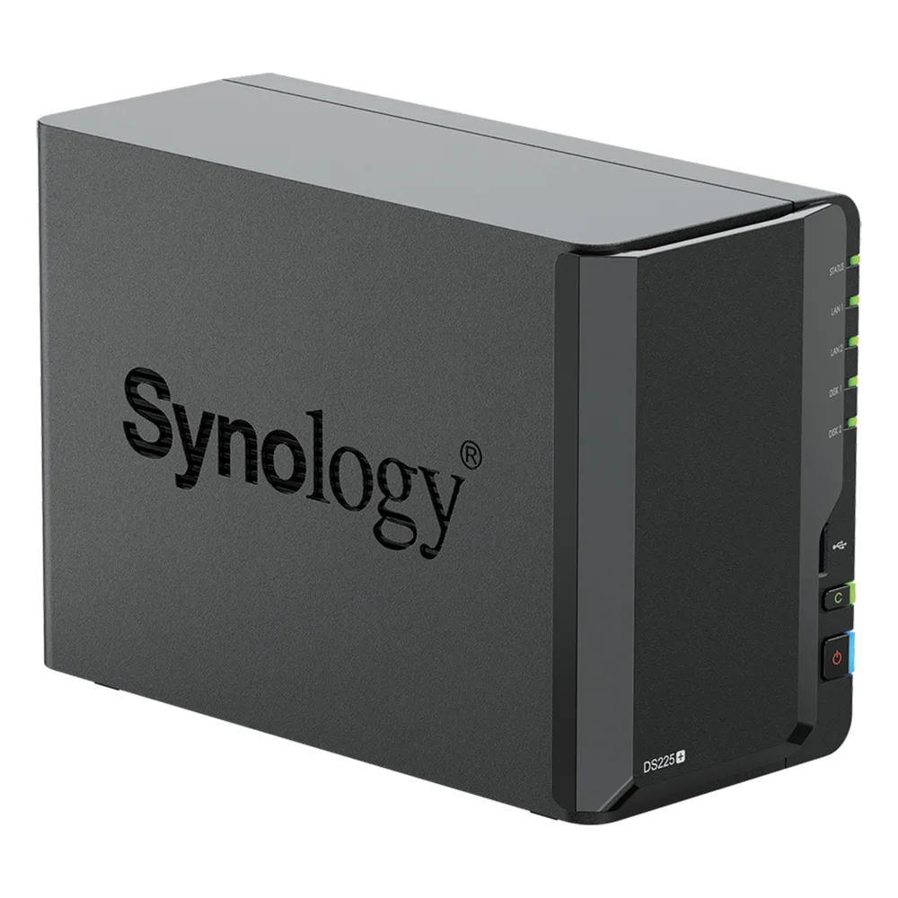 NAS DiskStation DS225+ | 2 Bahías | Intel Celeron J4125 | 2 GB DDR4 | Hasta 40 TB | Puertos 1GbE y 2.5GbE | USB 3.2 Gen 1 | Compatible con RAID | Synology DSM. – vista 3