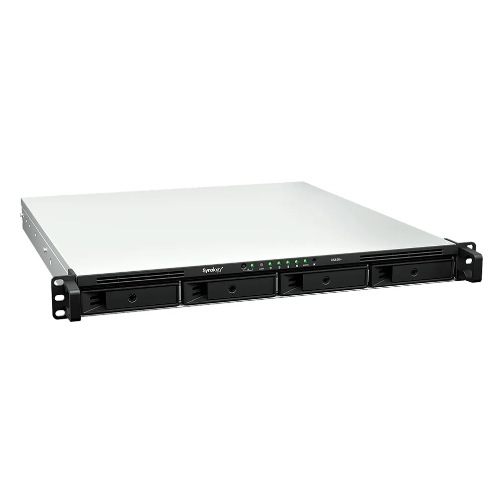 NAS Rackmount 4 Bahías / 1U 44 mm (1.73 in) / AMD Ryzen V1500B 4 Núcleos 2.2 GHz / 4GB DDR4 ECC SODIMM / 4x 1GbE RJ45 / PCIe 3.0 x8 / Escalable a 8 Bahías con RX426 / DSM / Storage Tiering – vista 2