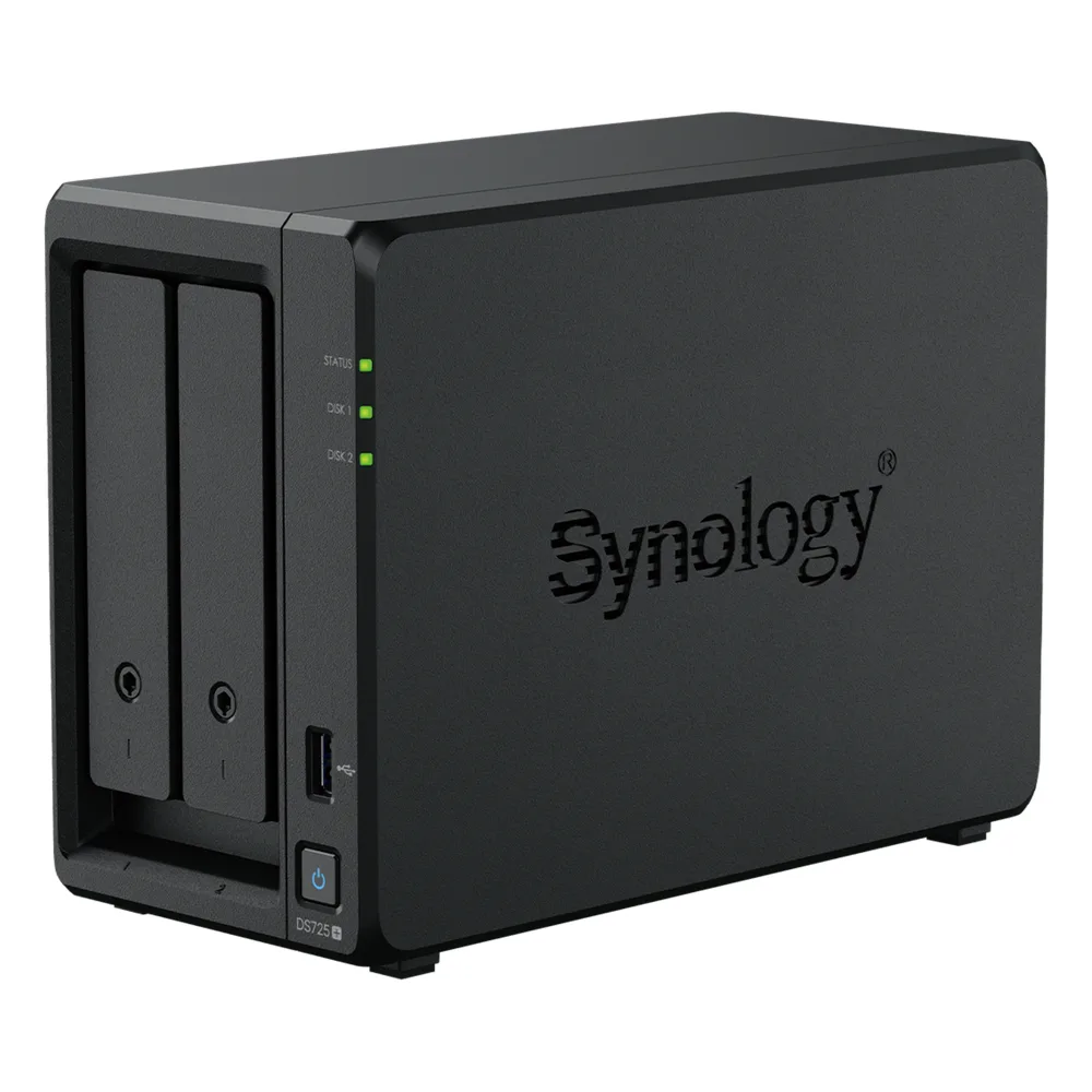 NAS Synology DiskStation DS725+ | 2 Bahías | Expandible hasta 7 Unidades | 2 Ranuras M.2 NVMe | Puerto 2.5GbE | Rendimiento 276 MB/s Lectura y 224 MB/s Escritura | Compatible con Unidad de Expansión DX525.