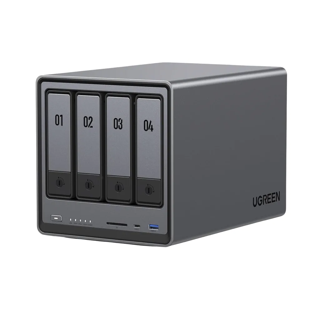 NASync DXP4800 | SO UGOS Pro |  Intel N100 12th Gen Intel® Quad Core™ | 4-Bahias (SATA) hasta 96TB | 2* M.2 SSD hasta 16TB| 8GB DDR5 (Exp. a 16GB) | 2.5Gb Dual Ethernet | HDMI 4K | 2* USB2.0 | 1*USB 3.2Gen | 1* USB 3.2Gen2 | 1*USB-C 3.2Gen2 | SD