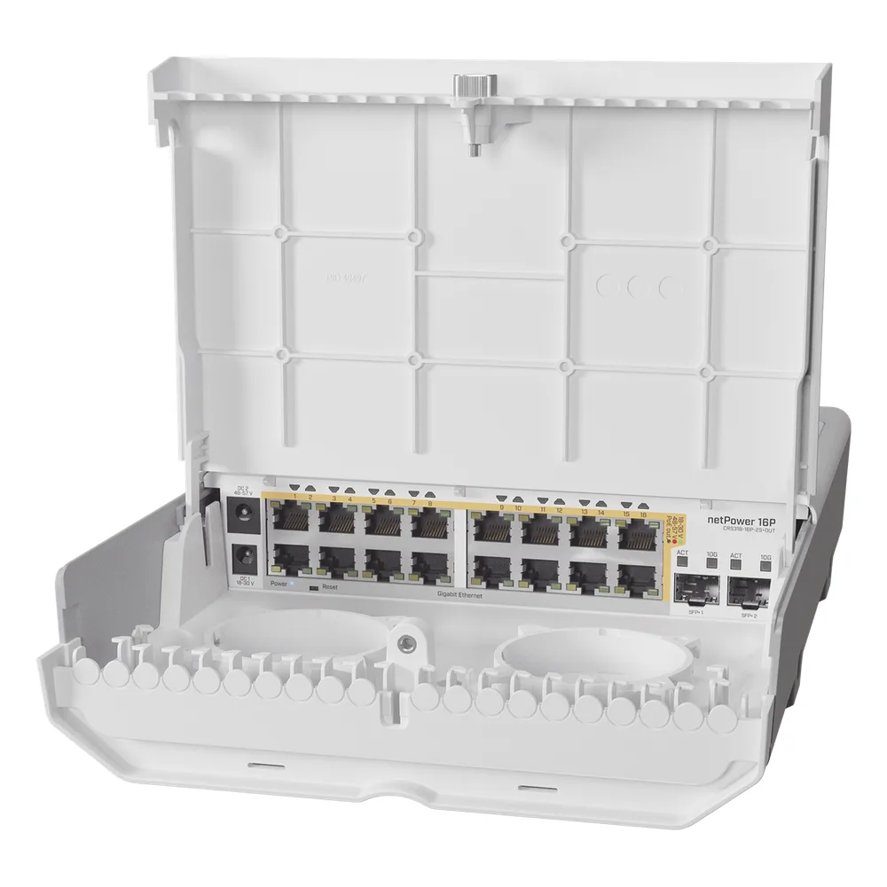 (netPower 16P) Switch administrable Sistema Operativo Dual, 16 puertos c/PoE, 2 puertos 10G SFP+ para Exterior