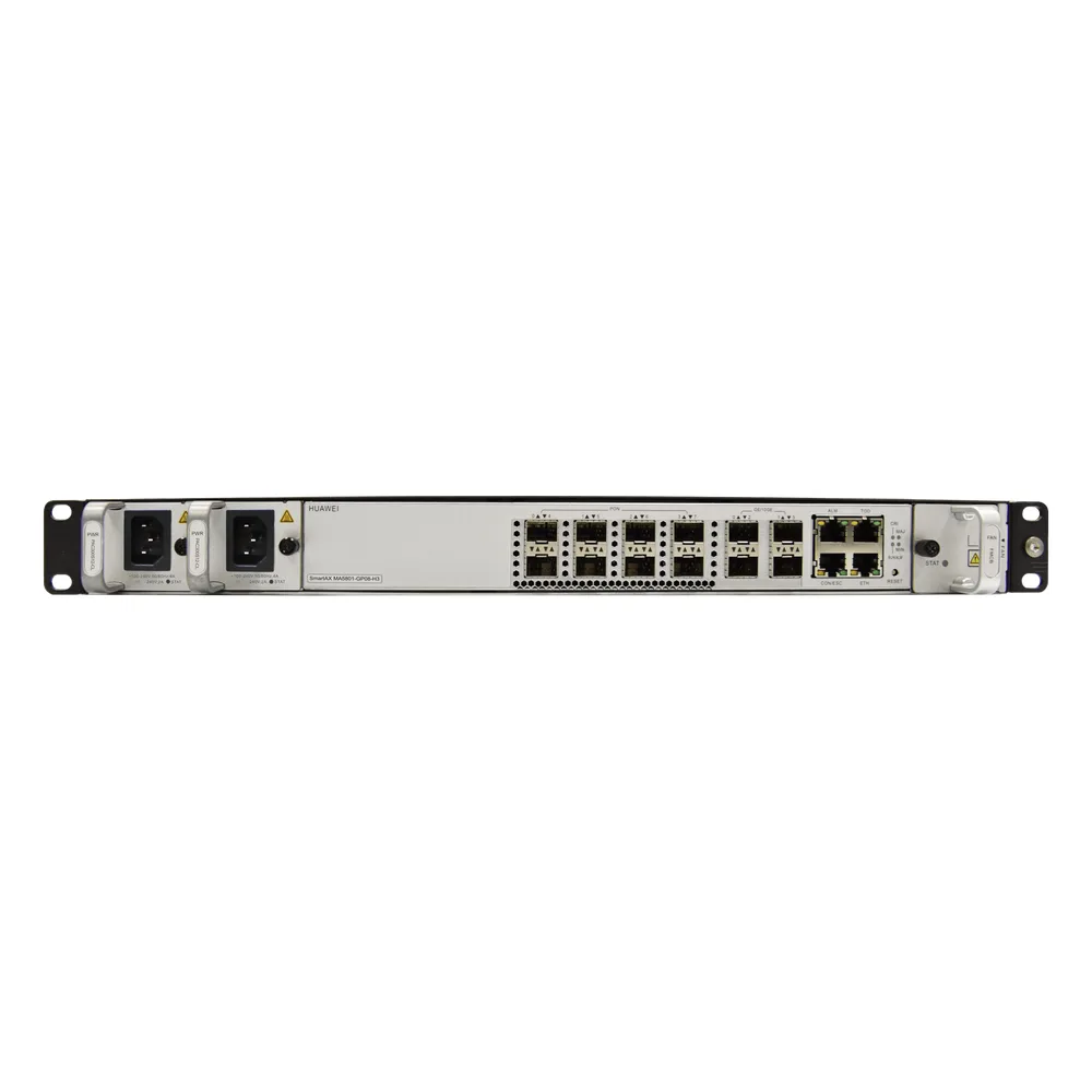 OLT GPON OptiXAccess 8 Puertos con Módulos C+, 4 Puertos Uplink (10GE/GE), Hasta 1024 ONTs, 2 Fuentes de Alimentación AC, 1 UR – vista 3