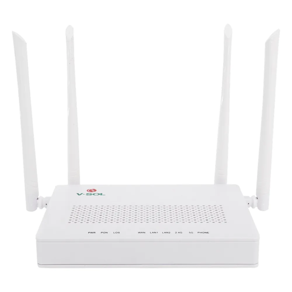 ONU Dual G/EPON con Wi-Fi AC de doble banda, 1 puerto SC/UPC + 2 puertos LAN Gigabit + 1 puerto FXS