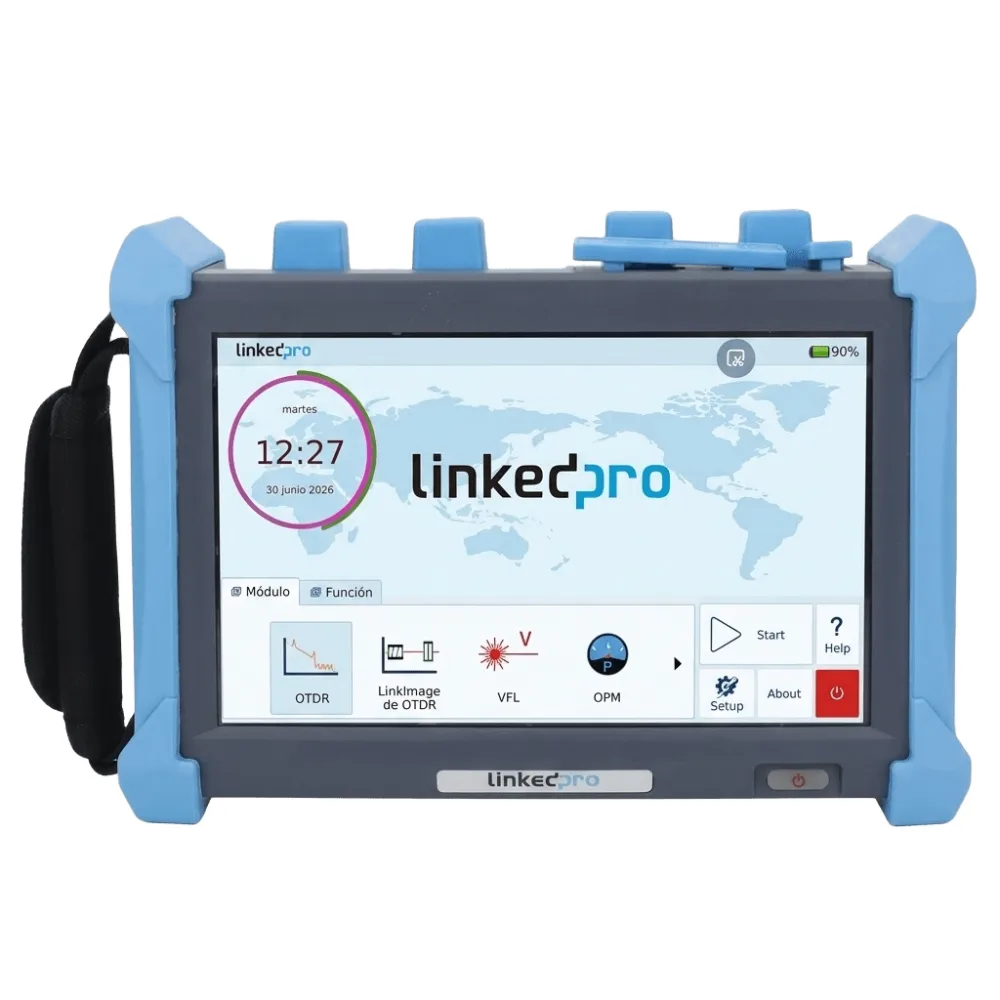 OTDR PRO de Alto Rendimiento para Enlaces de Fibra Óptica Monomodo / Pruebas en Fibra Óptica Viva / Longitudes de onda: 1310nm, 1550nm y 1625nm / Zona Muerta por Evento de 0.8 Metros (2.62 Pies) / VFL 5mW / Distancia de prueba de hasta 420 k – vista 2