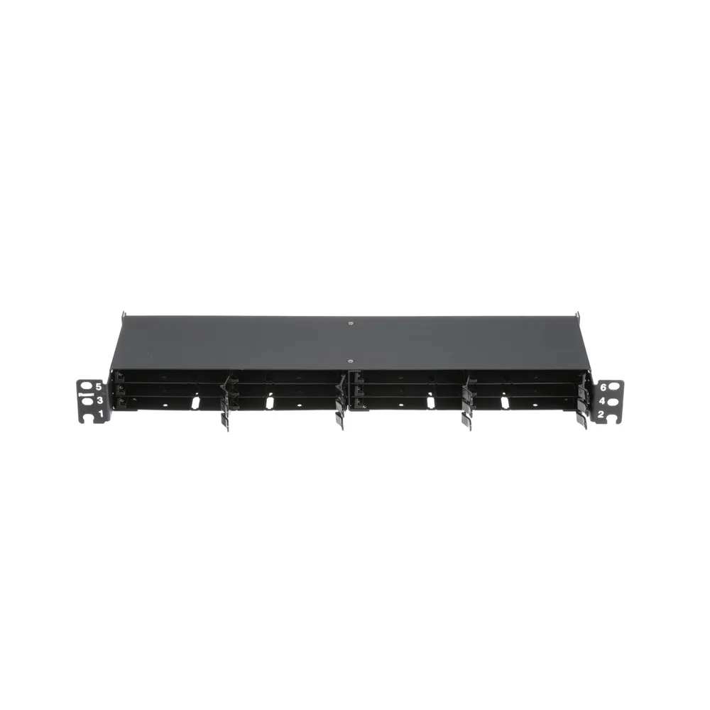 Panel de Distribución de Fibra Óptica, Acepta 12 Cassettes HD Flex en 6 Espacios, Hasta 144 Fibras, 1 UR
