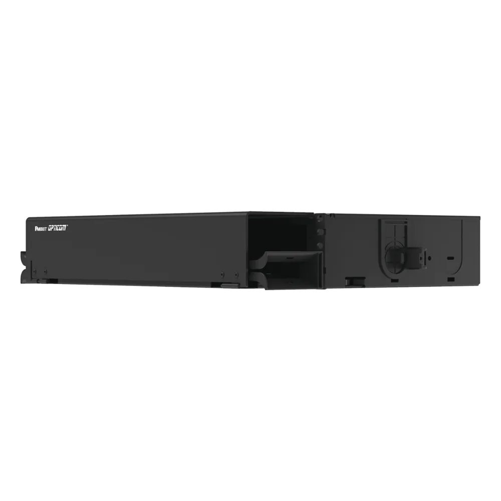 Panel de Distribución de Fibra Óptica, Acepta 8 Placas FAP o FMP, Bandeja Deslizable, Hasta 96 Fibras, Color Negro, 2 UR – vista 4