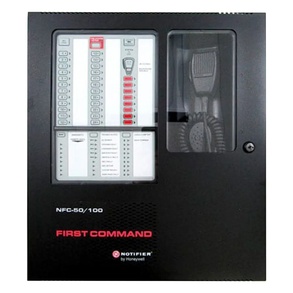 Panel de Evacuación por Voz de Emergencia 50 o 100 W a 25 V con Hasta 8 Circuitos de Altavoces para Sistemas FireWarden de NOTIFIER