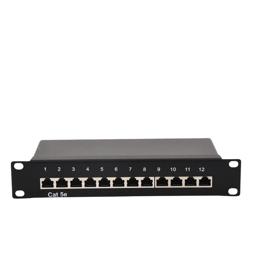 Panel de parcheo de impacto (110) Blindado (STP) de 12 puertos Cat5e, 10in – vista 2