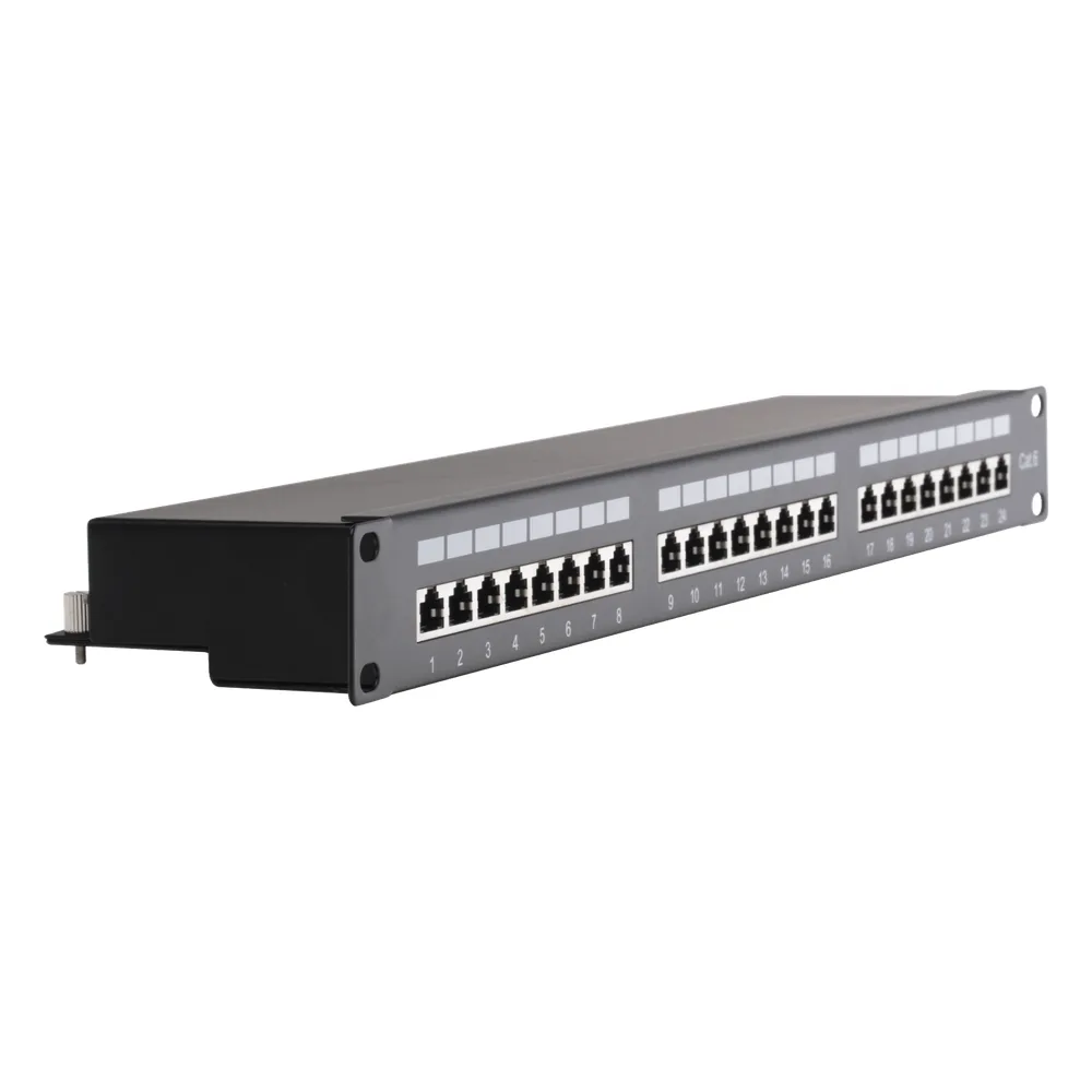 Panel de Parcheo de Impacto (110) Blindado (STP) de 24 Puertos Cat6, 19 Pulgadas – vista 4