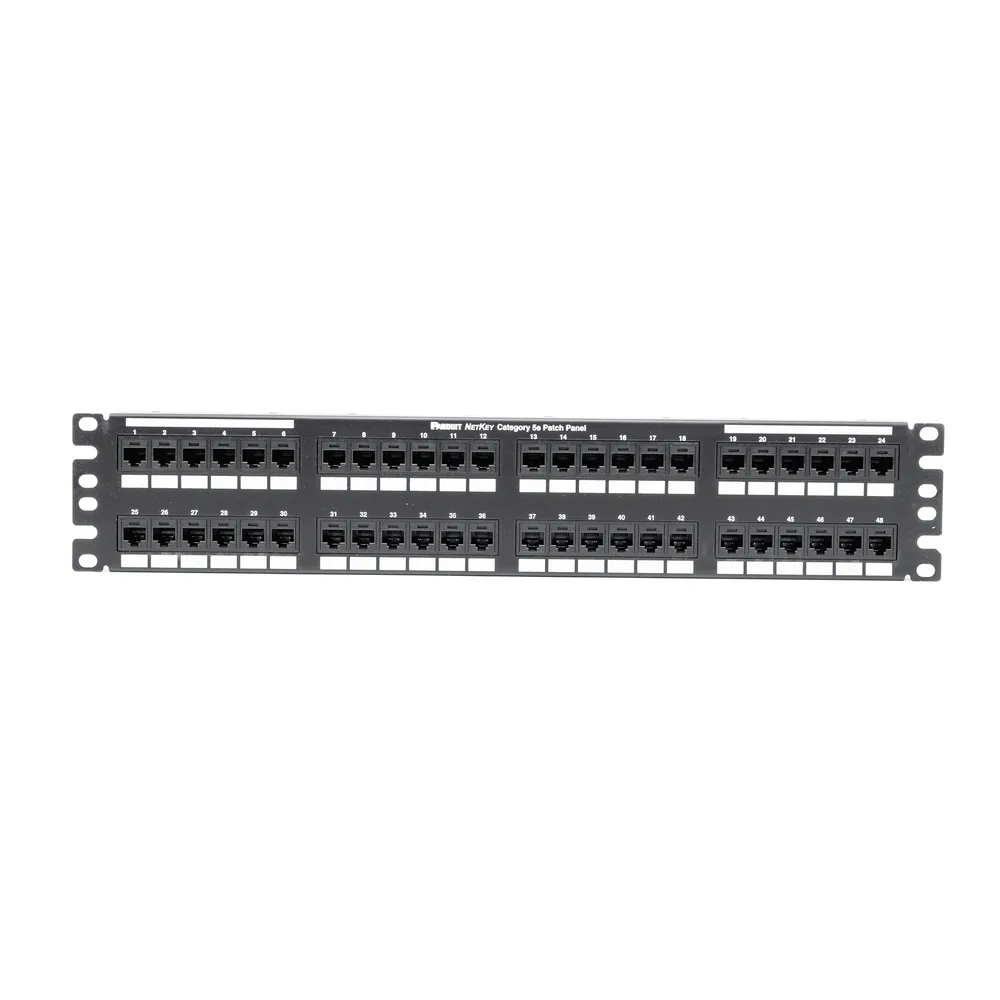 Panel de Parcheo de Impacto 110, Plano, Categoría 5e, de 48 Puertos, 2UR – vista 2