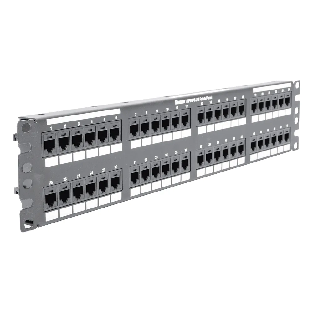 Panel de Parcheo de Impacto (110), Plano, Categoría 6, de 48 Puertos, 2UR – vista 3