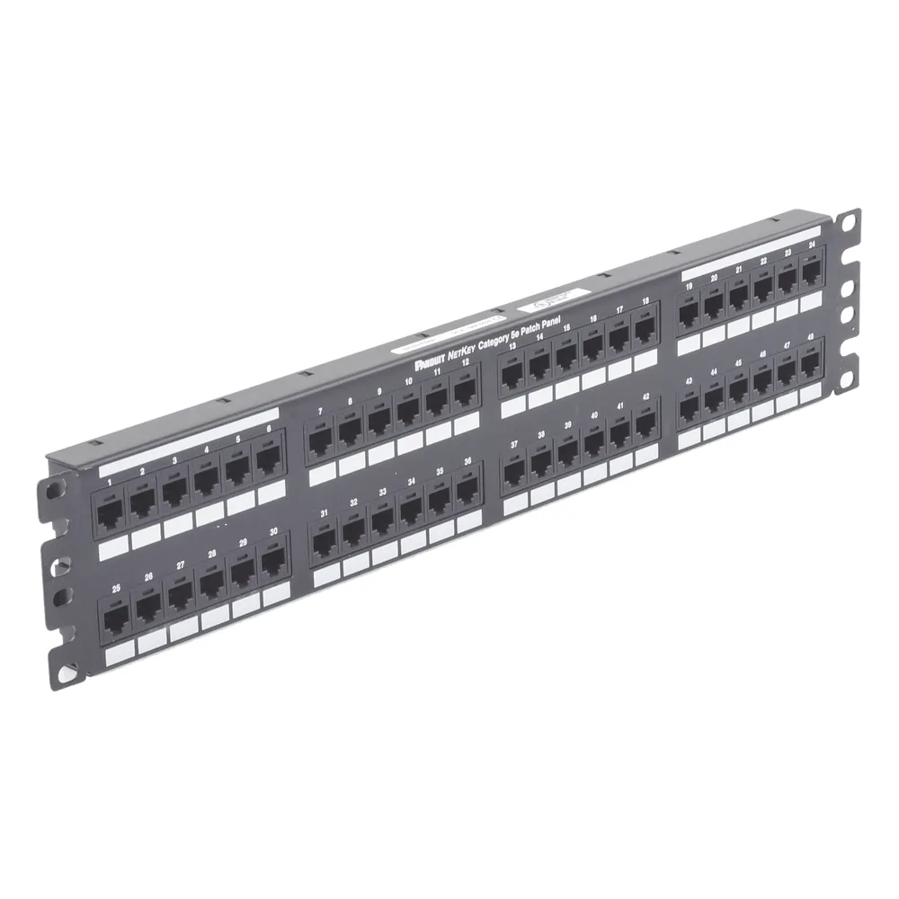 Panel de Parcheo de Impacto 110, Plano, Categoría 6, de 48 Puertos, 2UR – vista 5