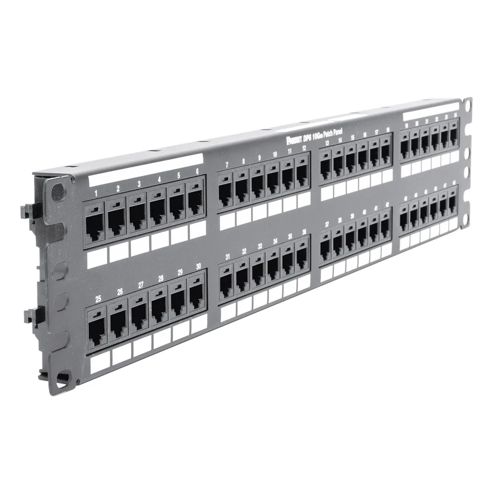 Panel de Parcheo de Impacto (110), Plano, Categoría 6A, de 48 Puertos, 2UR – vista 3