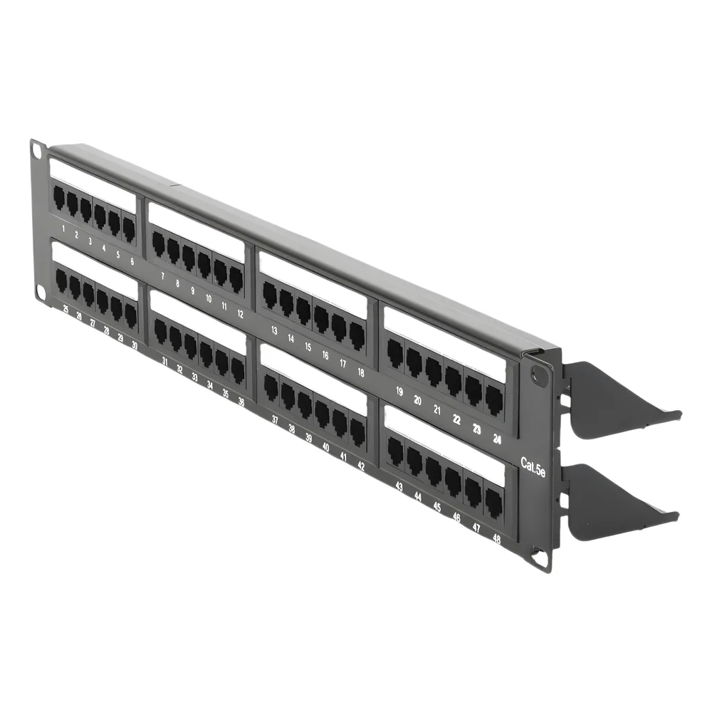Panel de Parcheo de Impacto (110) UTP de 48 Puertos Cat5e 19 Pulgadas (48.26 cm), 2U con Barra para Organizar Cable – vista 2