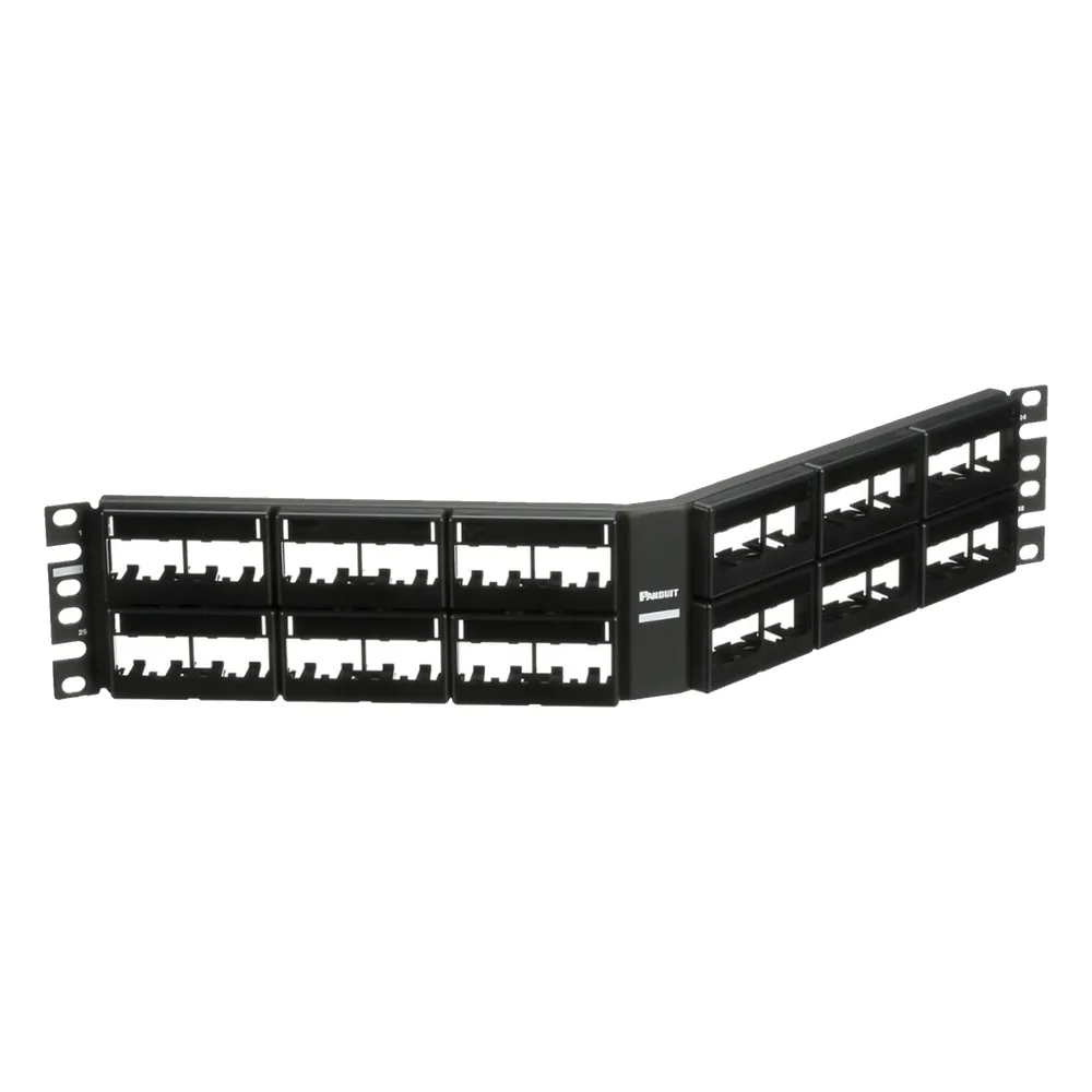 Panel de Parcheo Modular Mini-Com (Sin Conectores), Angulado, Sin Blindaje, Con Etiqueta y Cubierta, de 48 Puertos, 2UR – vista 2