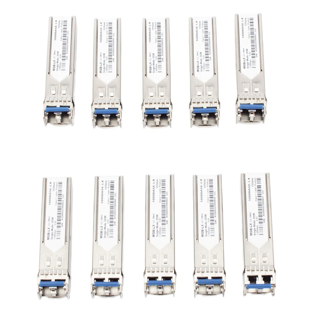 Paquete de 10 Piezas del Transceptor Industrial mini-Gbic SFP 1G LC TX:1310nm Para Fibra Mono Modo 20 Km