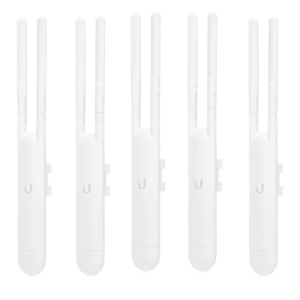 Paquete de 5 Access Point UniFi doble banda para exterior, antenas desmontables 360° , 802.11ac MIMO 2X2, hasta 100 usuarios por equipo. 802.3af, Sin PoE´s
